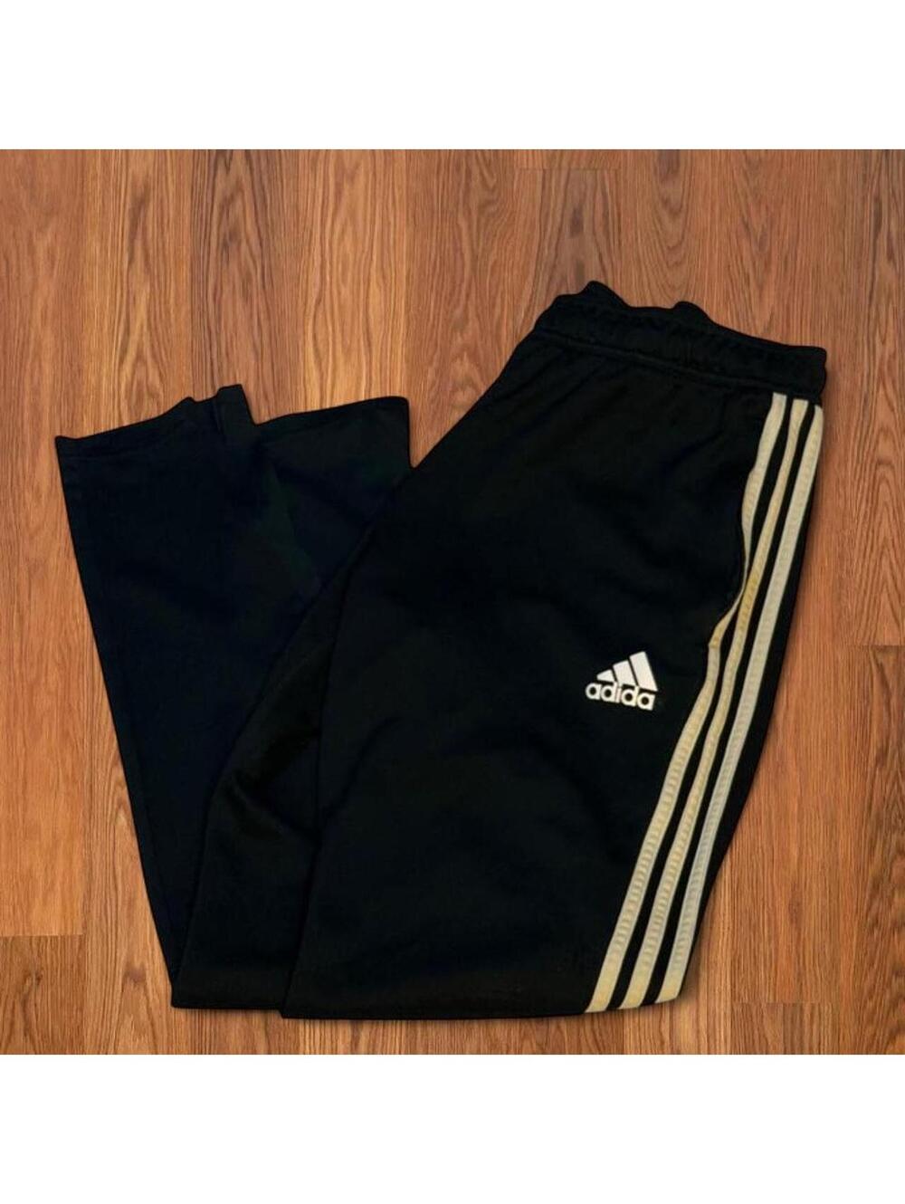 Adidas Men's Black Joggers-tracksuit with classic 3 white stripes